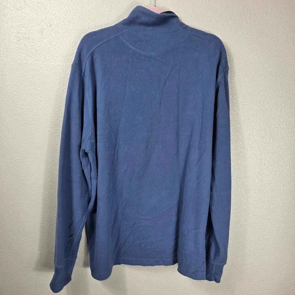 J.Crew Men's XL Blue 100% Cotton Quarter Zip Pullover Leather Zip